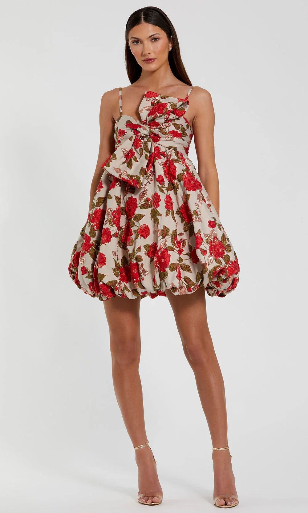 Mac Duggal Brocade Mini Dress With Bow Mac Duggal Brocade Mini Dress With Bow