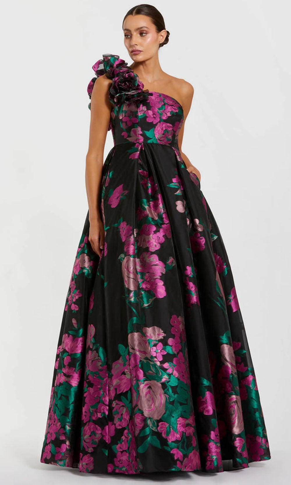 Mac Duggal Women's One Shoulder Floral Brocade Ballgown - Multi - Size 6