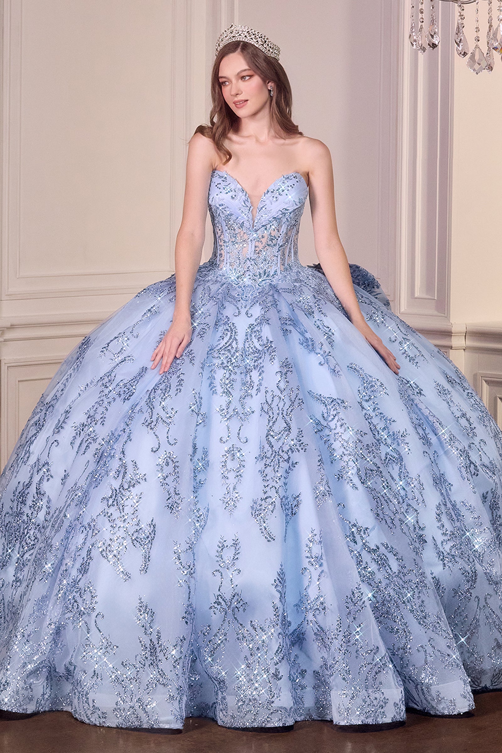 ball lace dresses Sheer-Bodice Long A-Line Prom Dress with Embroidery Sage / Small