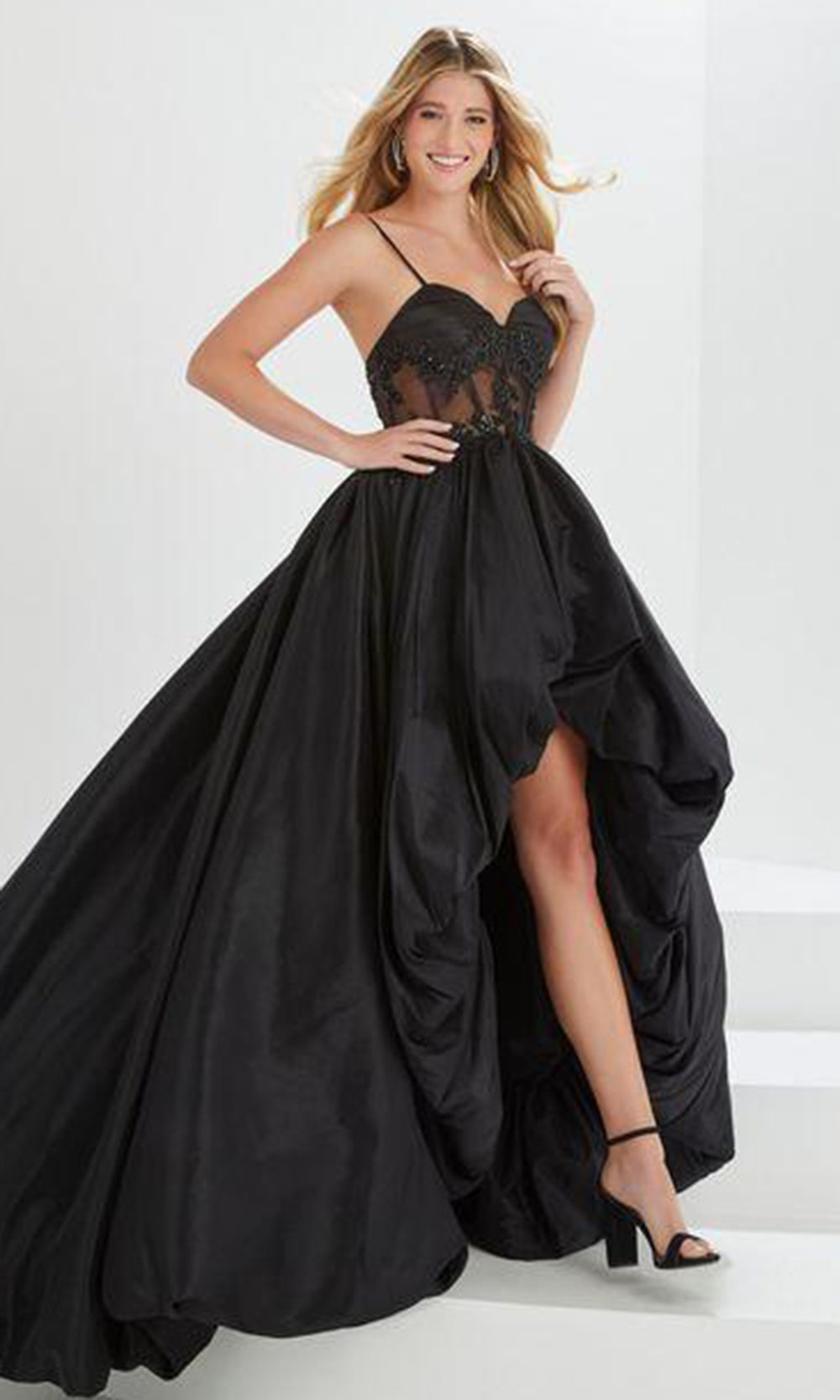 bubble skirt prom dress Strapless Long Print Prom Dress with Bubble Skirt Blue / 6