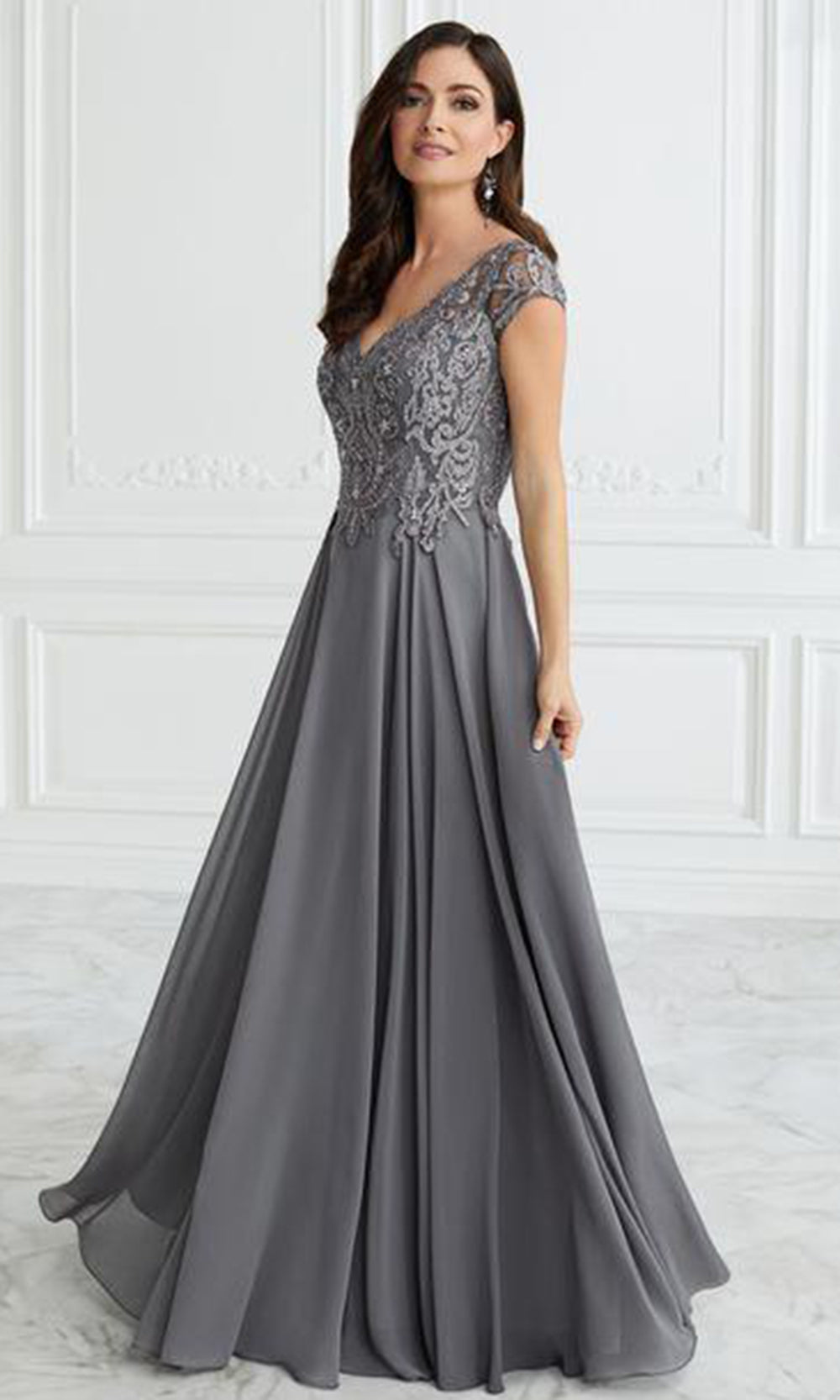 Christina Wu Elegance 17096 - Deep V-Neck A-Line Dress Christina Wu Elegance 17096 - Deep V-Neck A-Line Dress