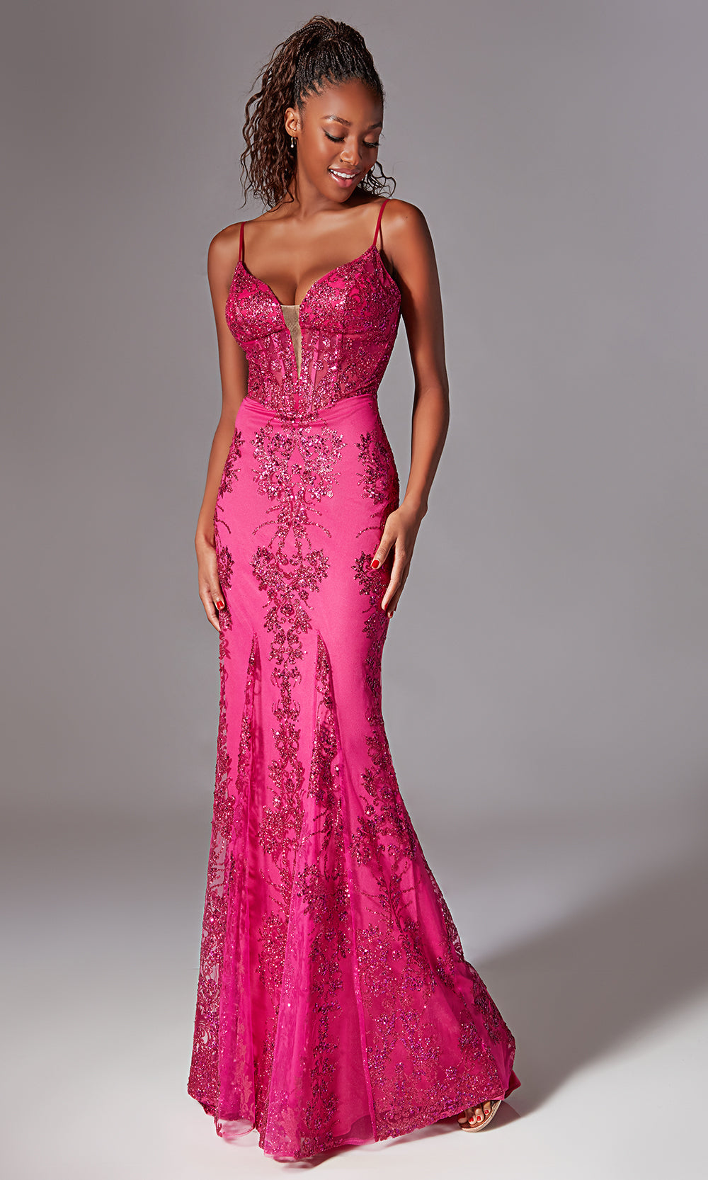Aerie Couture 206 - Long Sequins/Glitter Tulle Sheath Dress