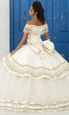 LA Glitter - 24046 Lace Applique Off-Shoulder Mikado Tulle Ballgown5