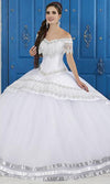LA Glitter - 24046 Lace Applique Off-Shoulder Mikado Tulle Ballgown3