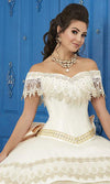 LA Glitter - 24046 Lace Applique Off-Shoulder Mikado Tulle Ballgown6