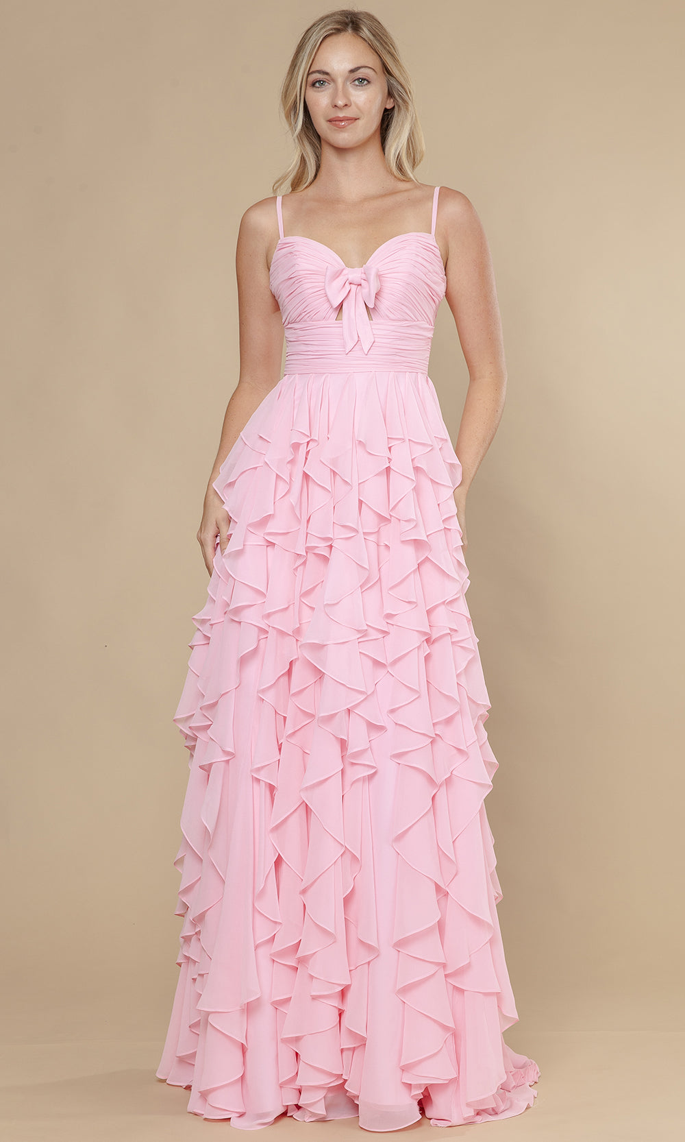 ruffle strap a line dress Ruffle Strap Scoop Neck Chiffon A-Line Dress