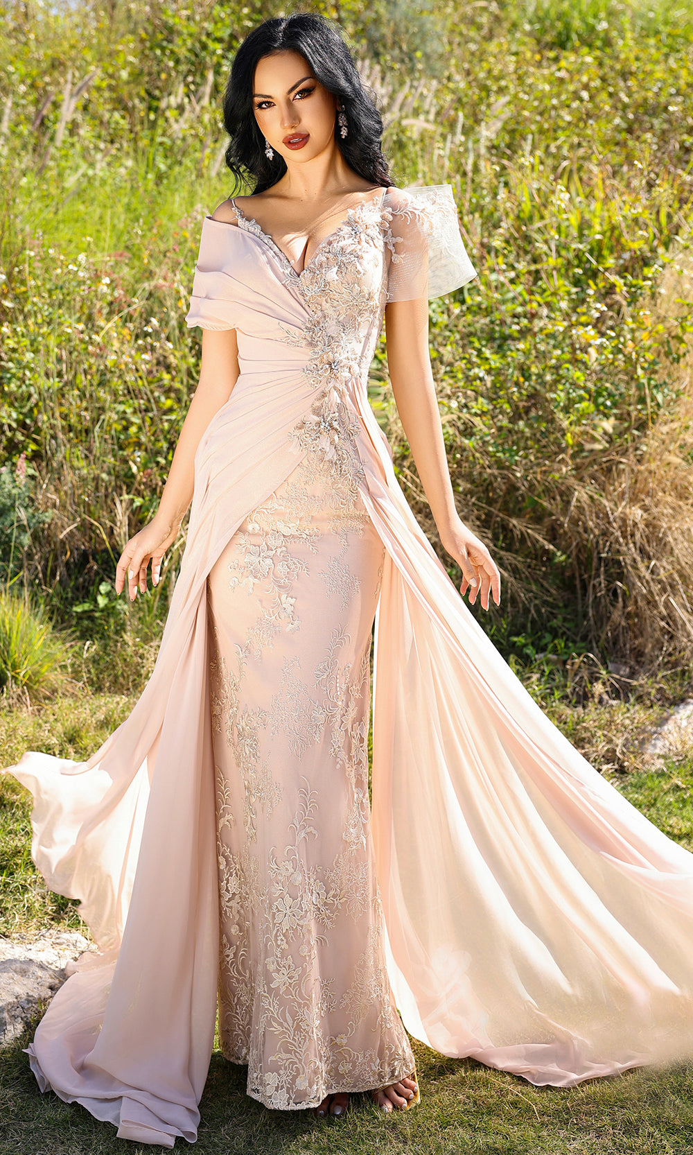 drapey formal dress Lemon Drapey Crepe Off The Shoulder Ruched Detail Fishtail Maxi Dress