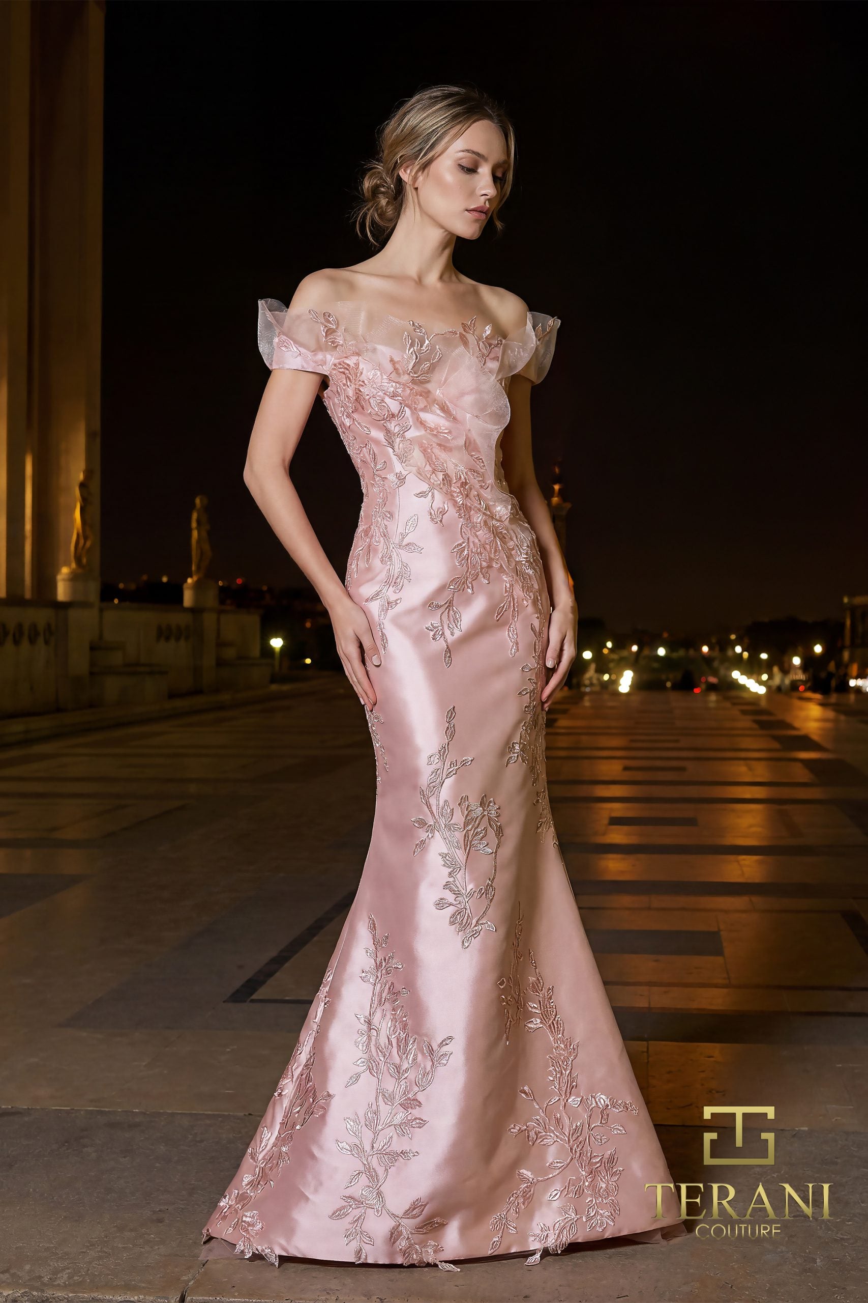 pink terani dress Terani Couture 261E6270 - Long Stretch Mikado Mermaid Dress