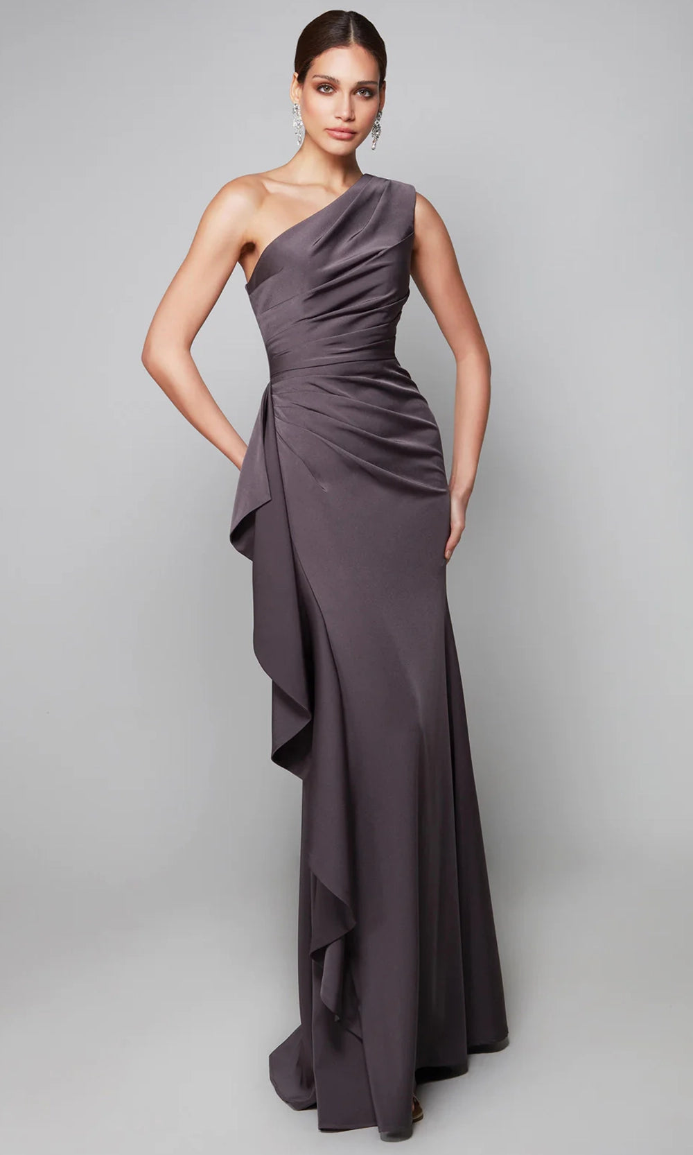 one shoulder draped evening dress Women's Ethereal One Shoulder Draped Maxi Dress Customize Black MEAN BLVD