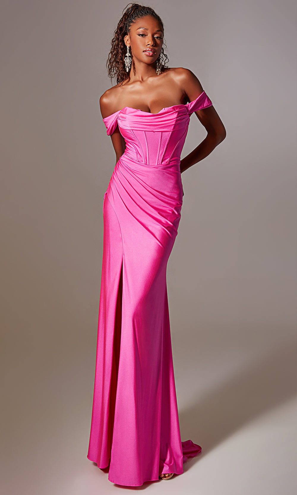 Lace-Up Off-the-Shoulder Long Prom Dress with Corset Pine / 14