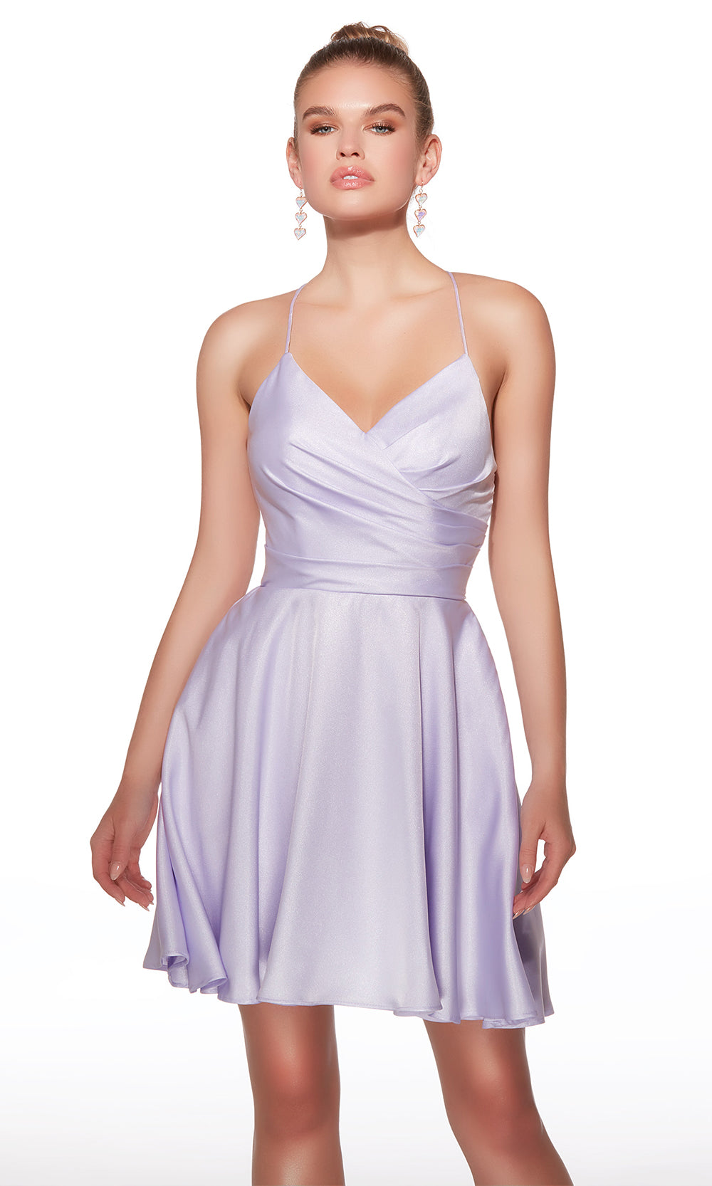 Alyce Paris 30018 - Short Shimmer Satin/Pockets A-Line Dress - Ruched Bodice, Spaghetti Straps, Flowy Skirt, Strappy Lace-Up Back 000 / French Pink - Alyce Paris 30018 - Short Shimmer Satin/Pockets A-Line Dress - Ruched Bodice, Spaghetti Straps, Flowy Skirt, Strappy Lace-Up Back 000 / French Pink -