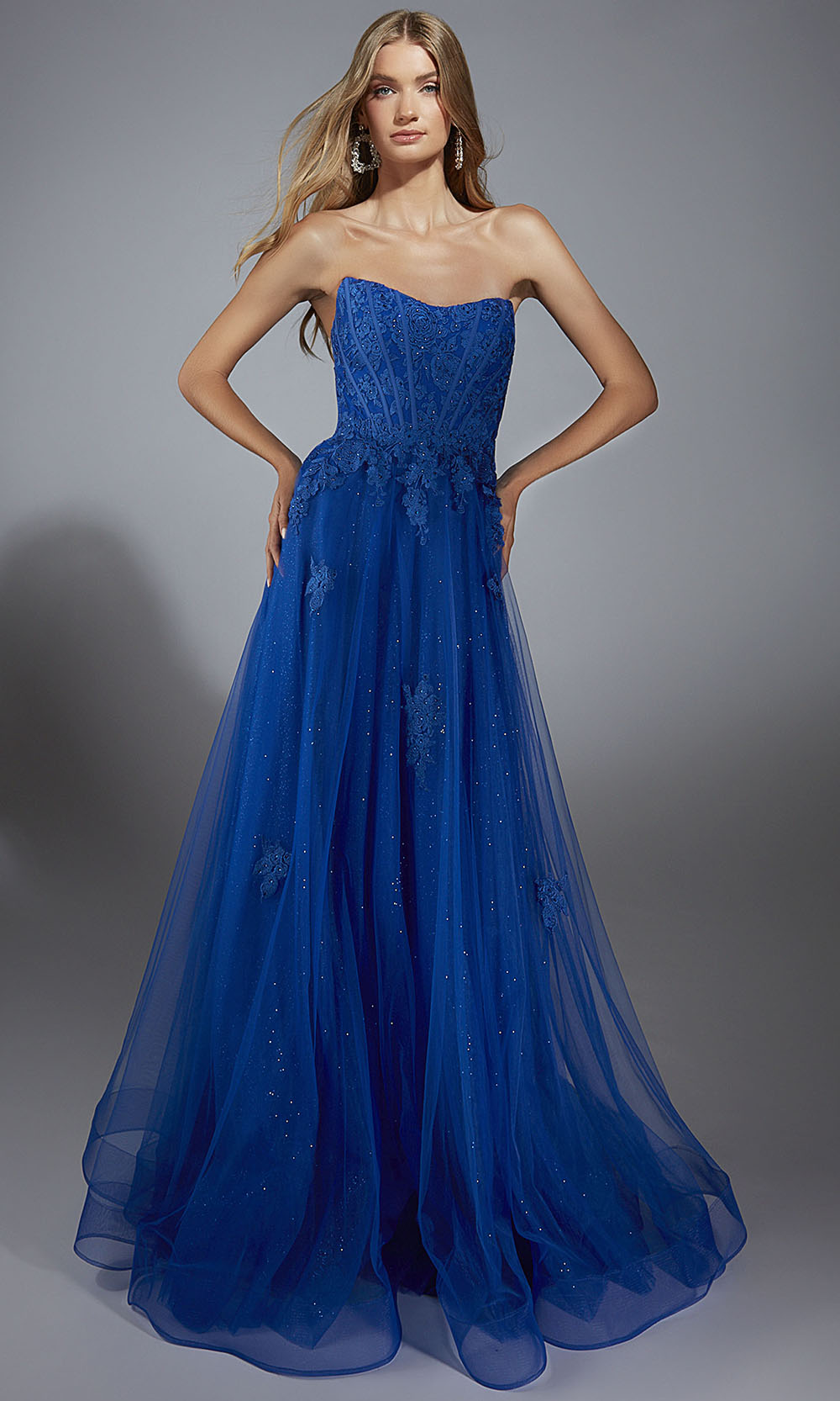 Aerie Couture 300 - Long Glitter Tulle/Lace/ A-line Dress - Strapless sweetheart neckline, Structured bodice with applique accents, Lace up back, Flowing A line skirt with slit, Light scattered sparkle Couture Candy Aerie Couture 300 - Long Glitter Tulle/Lace/ A-line Dress - Strapless sweetheart neckline, Structured bodice with applique accents, Lace up back, Flowing A line skirt with slit, Light scattered sparkle Couture Candy