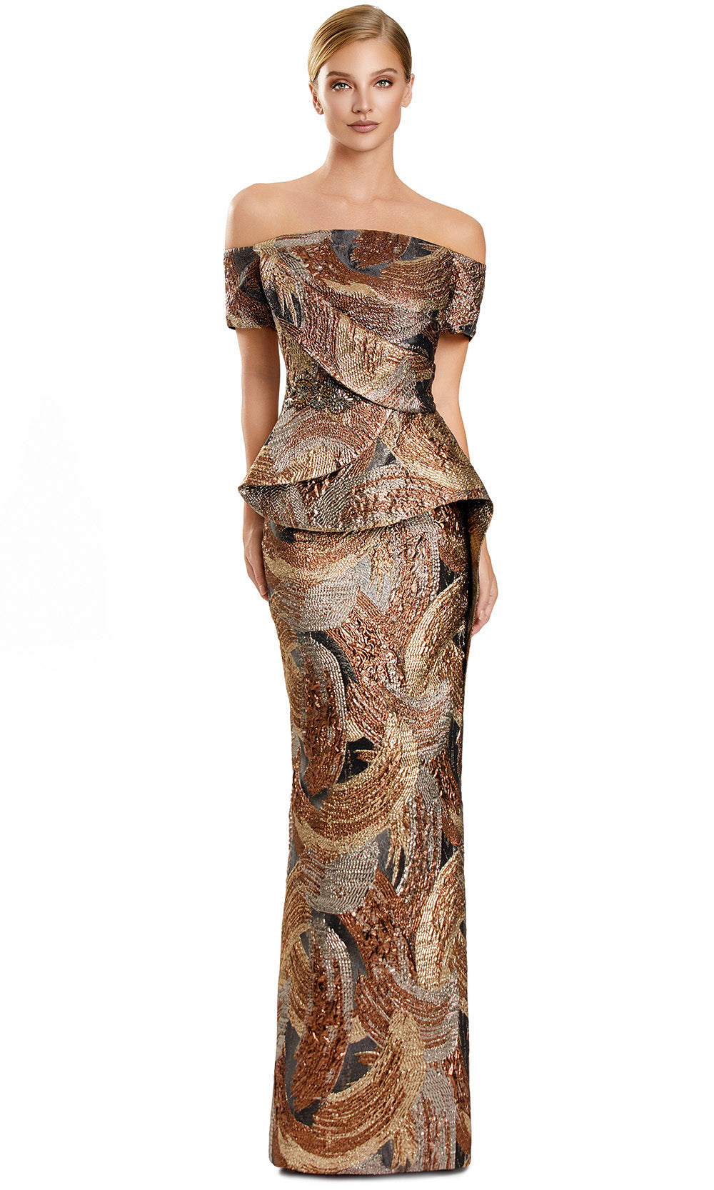 Alexander by Daymor 3110F25 Prom Dress - Bronze/Gold Multi