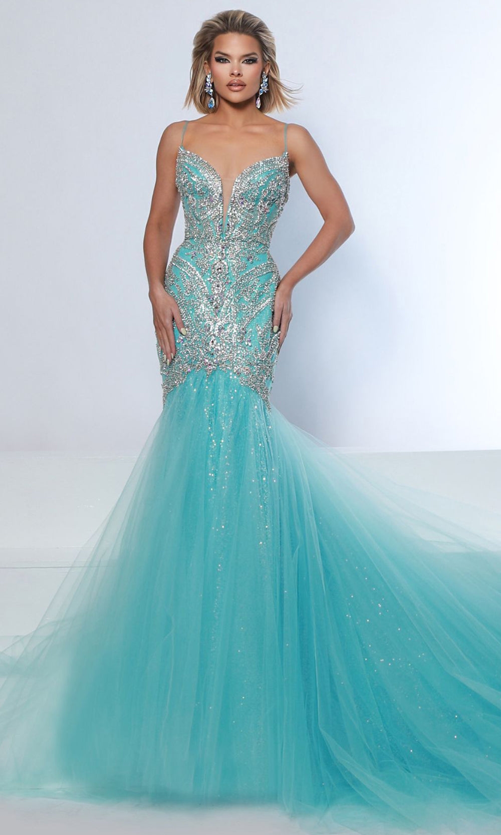 Johnathan Kayne 3128 - Long Mesh, Sequin Mesh, Stretch Lining Mermaid Dress - Spaghetti Straps, Beaded Bodice, Sequin Mesh Skirt, Sweep Train, Open Johnathan Kayne 3128 - Long Mesh, Sequin Mesh, Stretch Lining Mermaid Dress - Spaghetti Straps, Beaded Bodice, Sequin Mesh Skirt, Sweep Train, Open