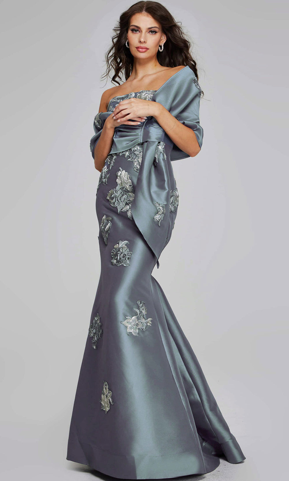 metallic embroidered dress Shayla Sheer Corset Bodice Fitted Metallic Embroidered Lace Dress