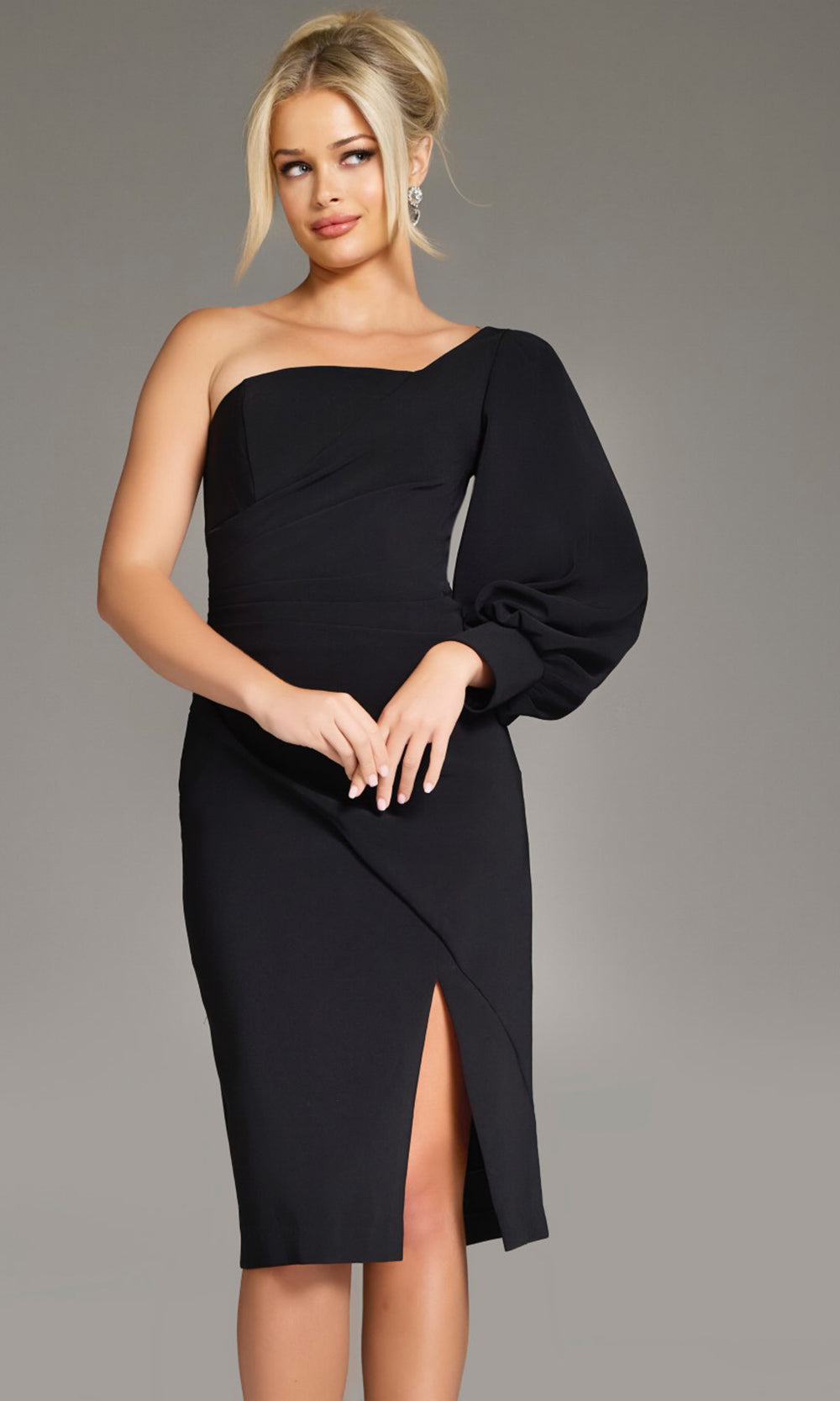 Jovani 40033 Black One Sleeve Fitted Dress | Cocktail & Semi Formal Black / 14 Jovani 40033 Black One Sleeve Fitted Dress | Cocktail & Semi Formal Black / 14