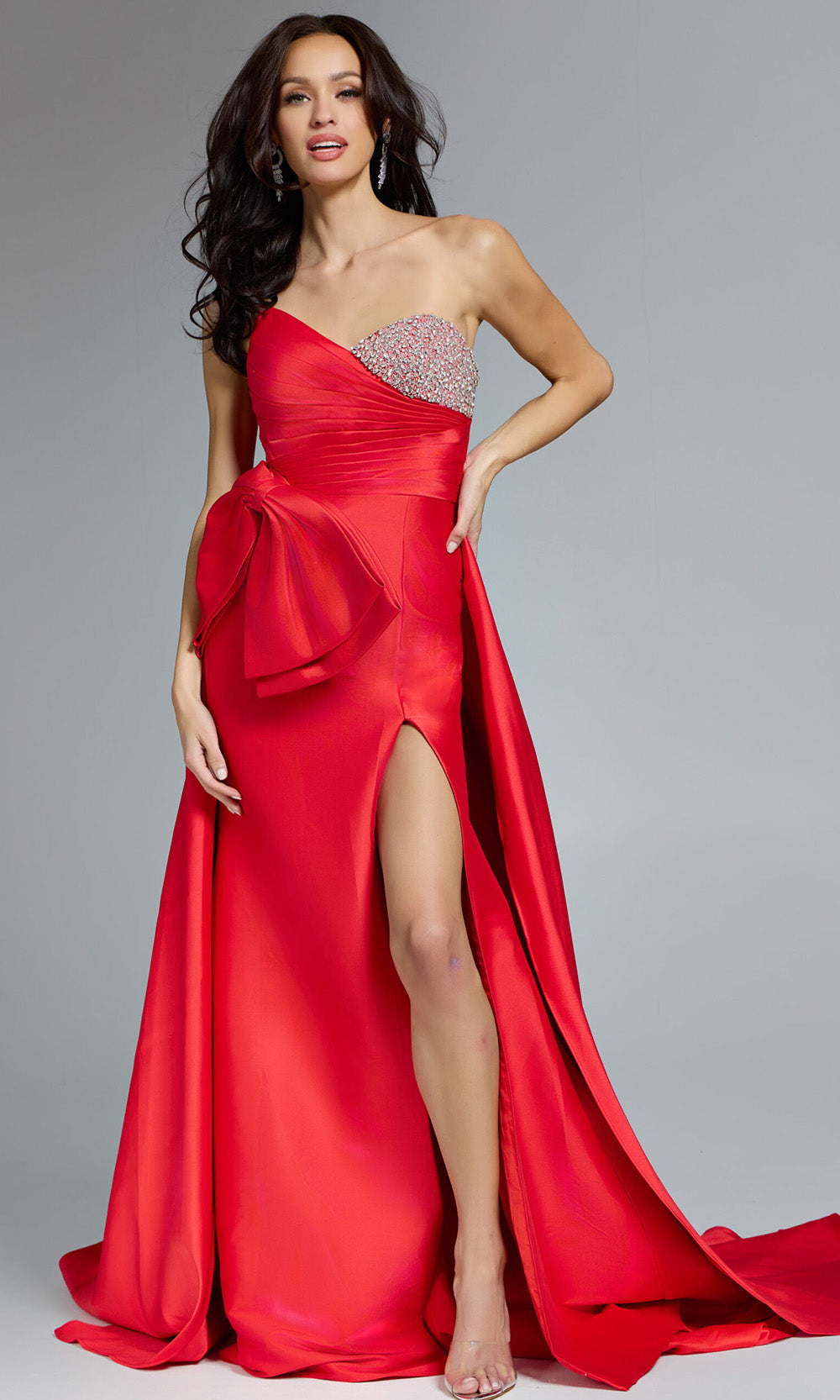 Jovani 43821 - Long Sheath/A-Line Dress - Strapless, Pleated Bodice, Beaded Bust, High Slit, Attached Overskirt, Sweep Train 14 / Royal - Shop Jovani Jovani 43821 - Long Sheath/A-Line Dress - Strapless, Pleated Bodice, Beaded Bust, High Slit, Attached Overskirt, Sweep Train 14 / Royal - Shop Jovani