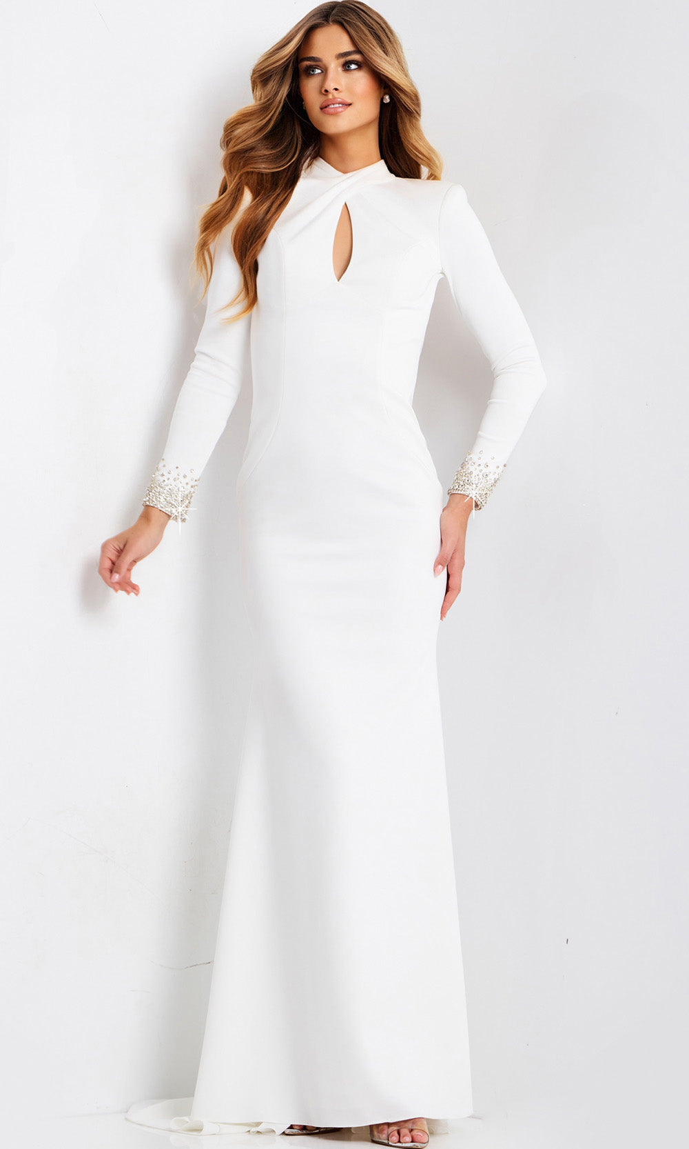 Jovani 49126 - Long Crepe Sheath Dress