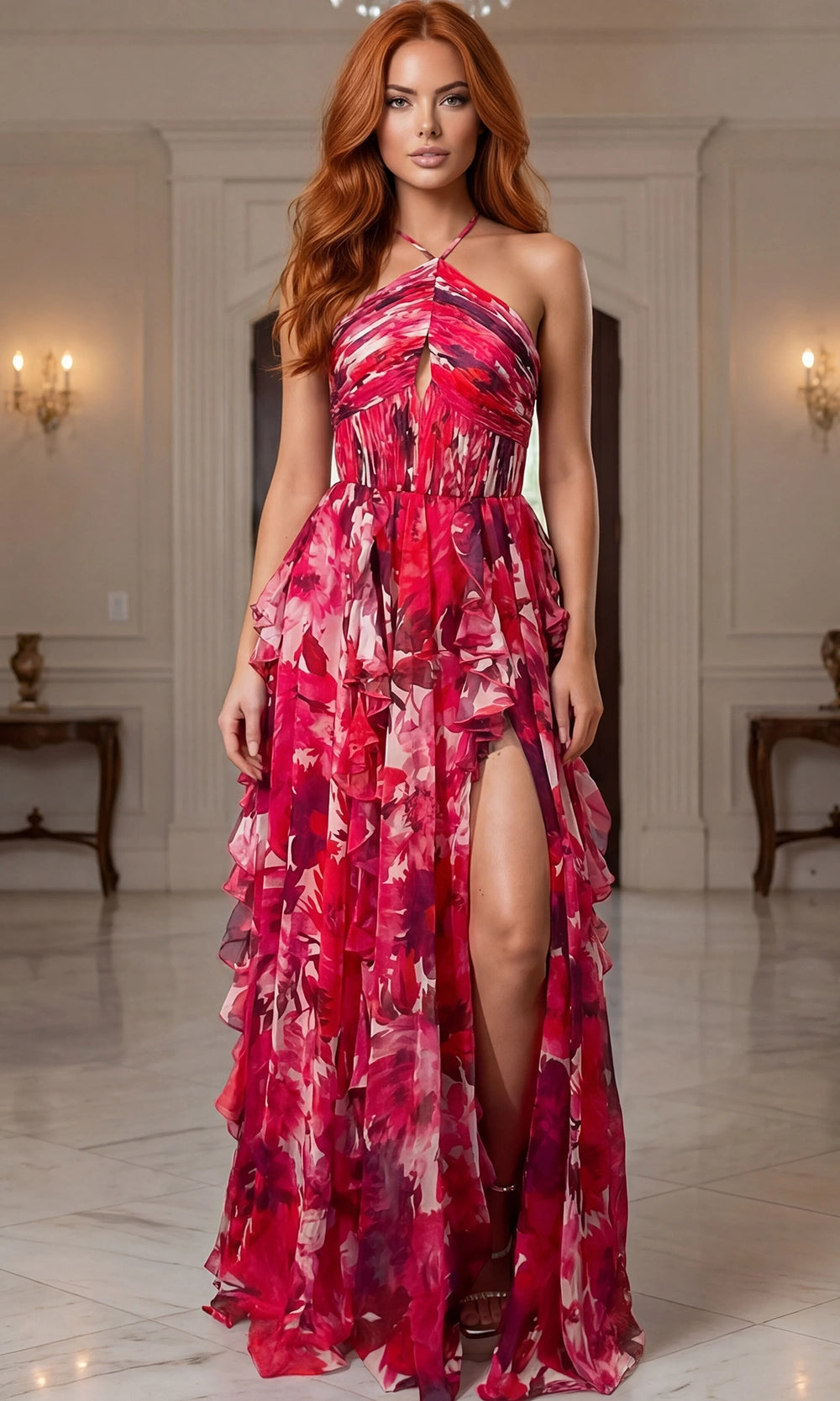Jovani 49644 - Long Lightweight Chiffon A-line Dress