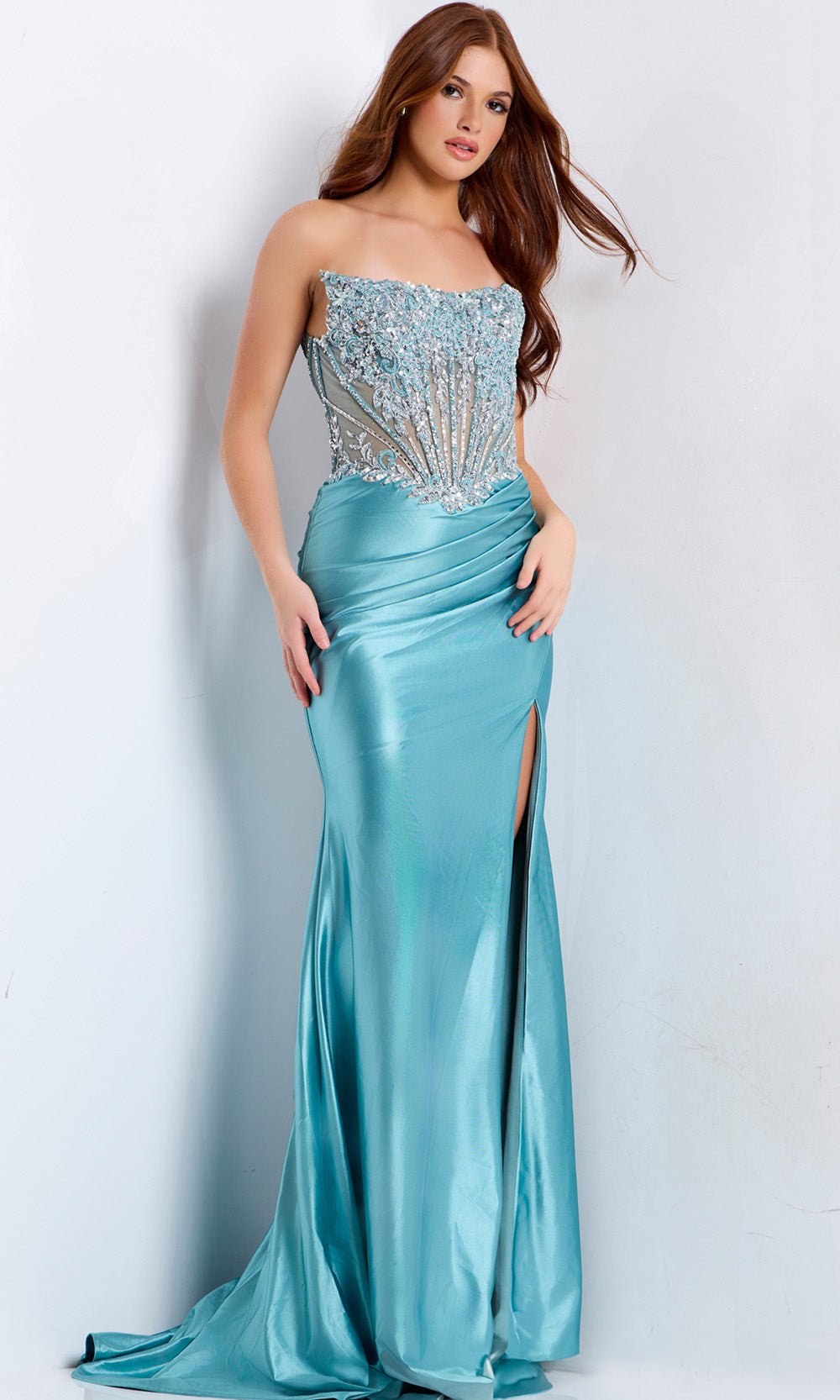 Jovani 49721 - Long Satin Sheath Dress