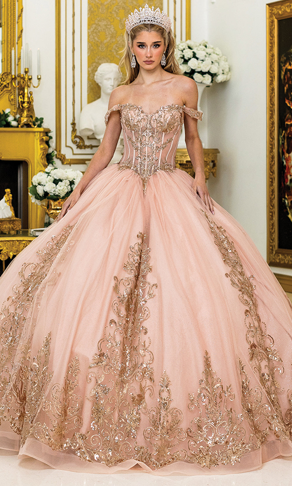 Dancing Queen 5055 - Off Shoulder Tiered Ballgown Dancing Queen 5055 - Off Shoulder Tiered Ballgown