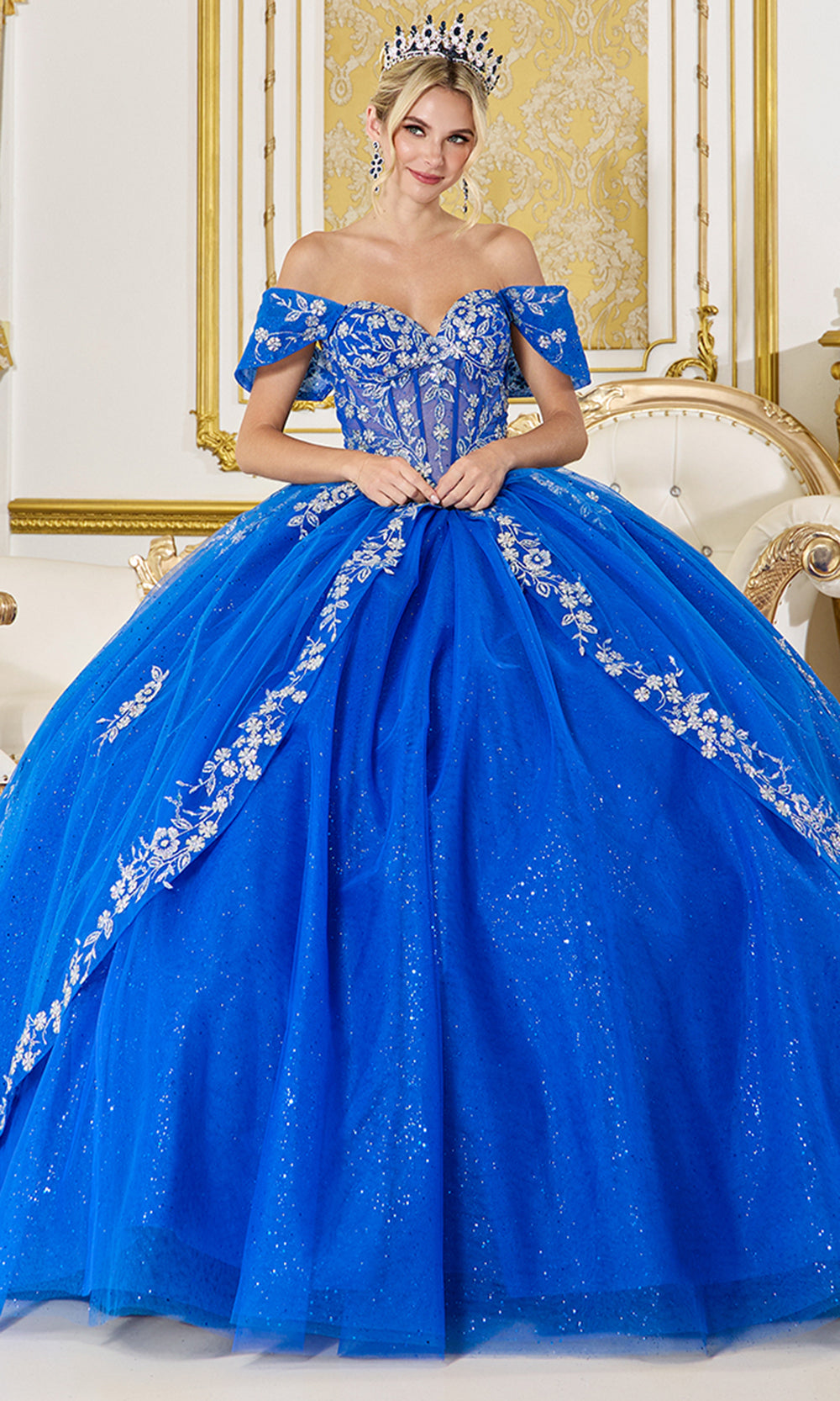 modern queen dress Dancing Queen 1926 Sheer Puffed Sleeves V-Neck Ball Gown