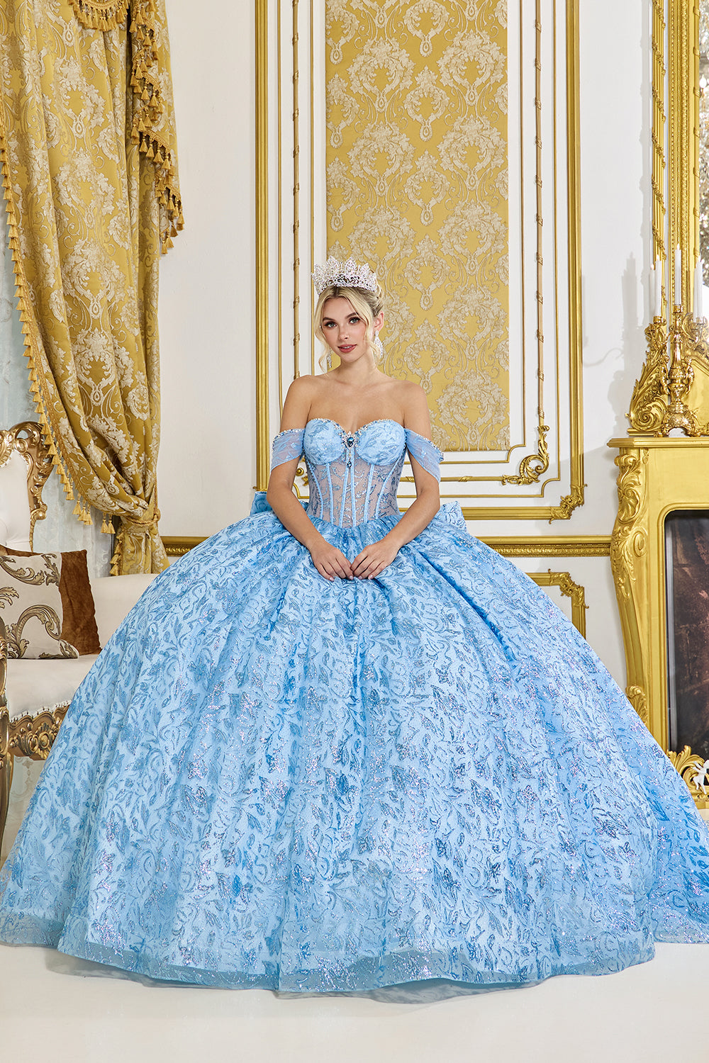 formal long dress worn for dancing Long A-Line Formal Dress with Long-Sleeve Lace Bodice Silver / 4XLarge