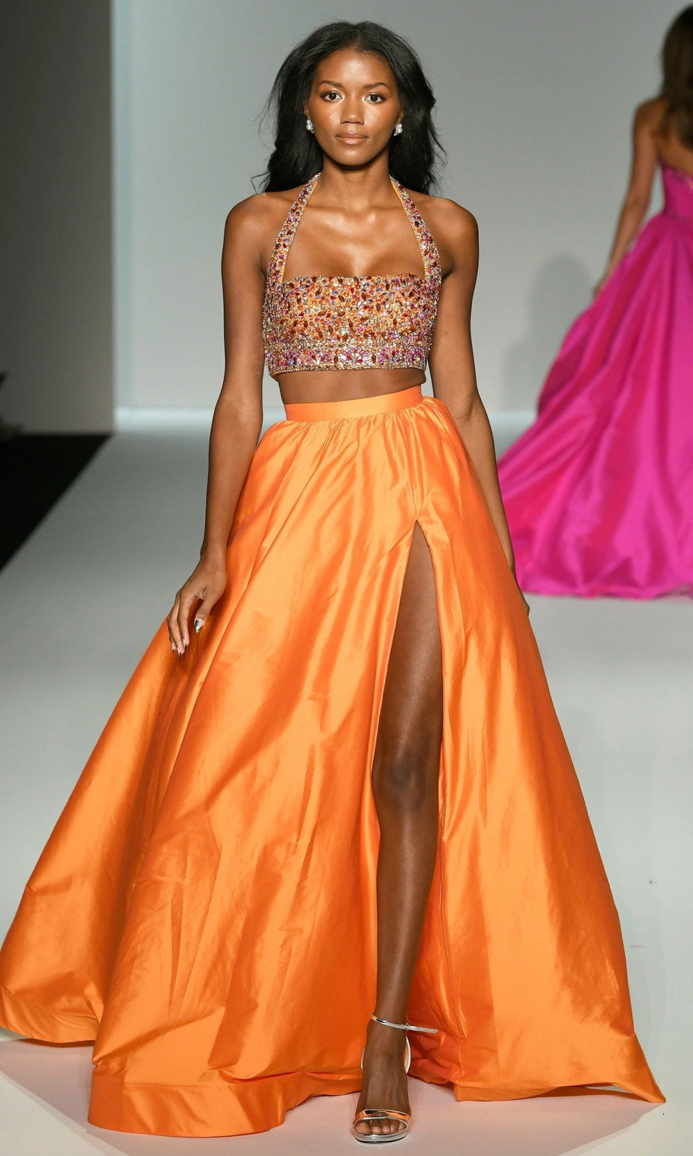 Sherri Hill 57245 - Halter Beaded Crop Top Two-Piece Gown Sherri Hill 57245 - Halter Beaded Crop Top Two-Piece Gown