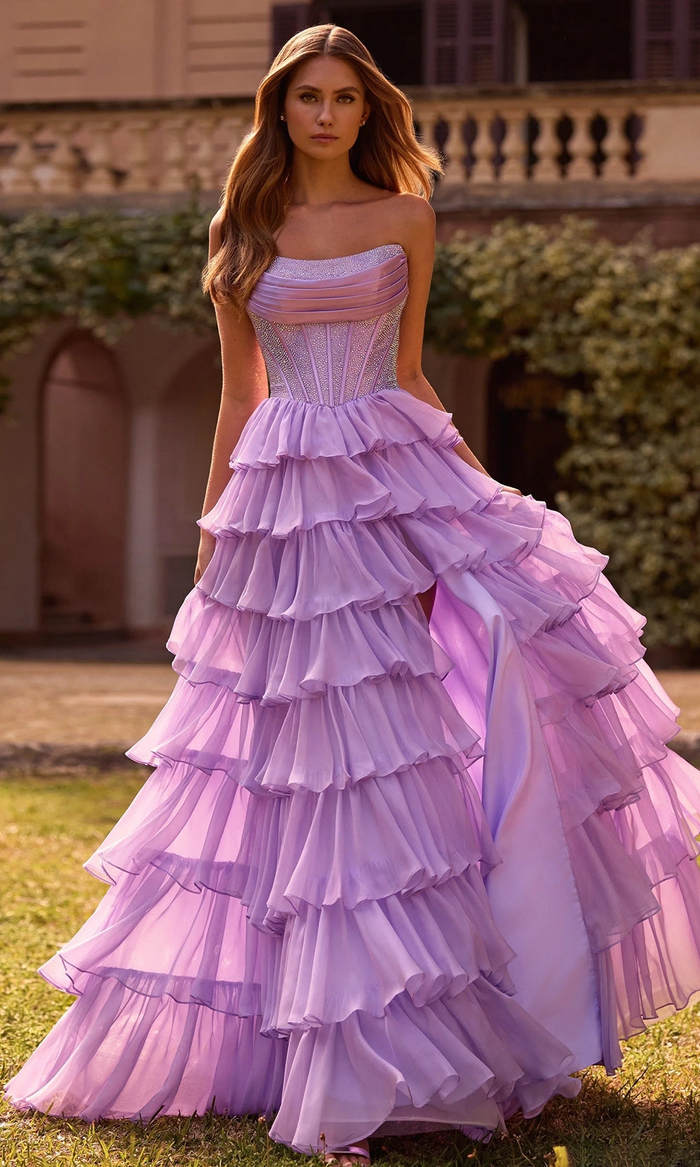 sherri hill ruffle corset dress Sherri Hill Ruffle Sequin Corset Prom Dress 56982
