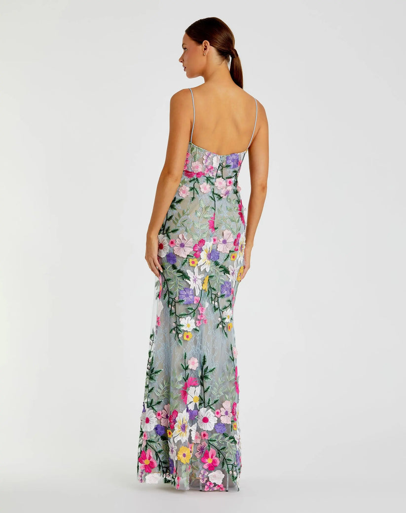 Green Floral Embroidered Sleeveless Bustier Gown - Mac Duggal Sage Multi / US 8 Green Floral Embroidered Sleeveless Bustier Gown - Mac Duggal Sage Multi / US 8