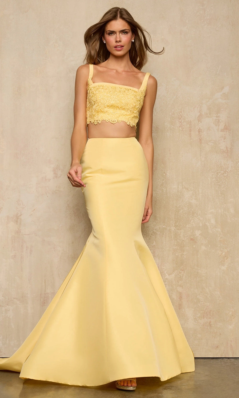 Sherri Hill 57623 - Two-Piece Mermaid Dress with Lace Crop Top Sherri Hill 57623 - Two-Piece Mermaid Dress with Lace Crop Top