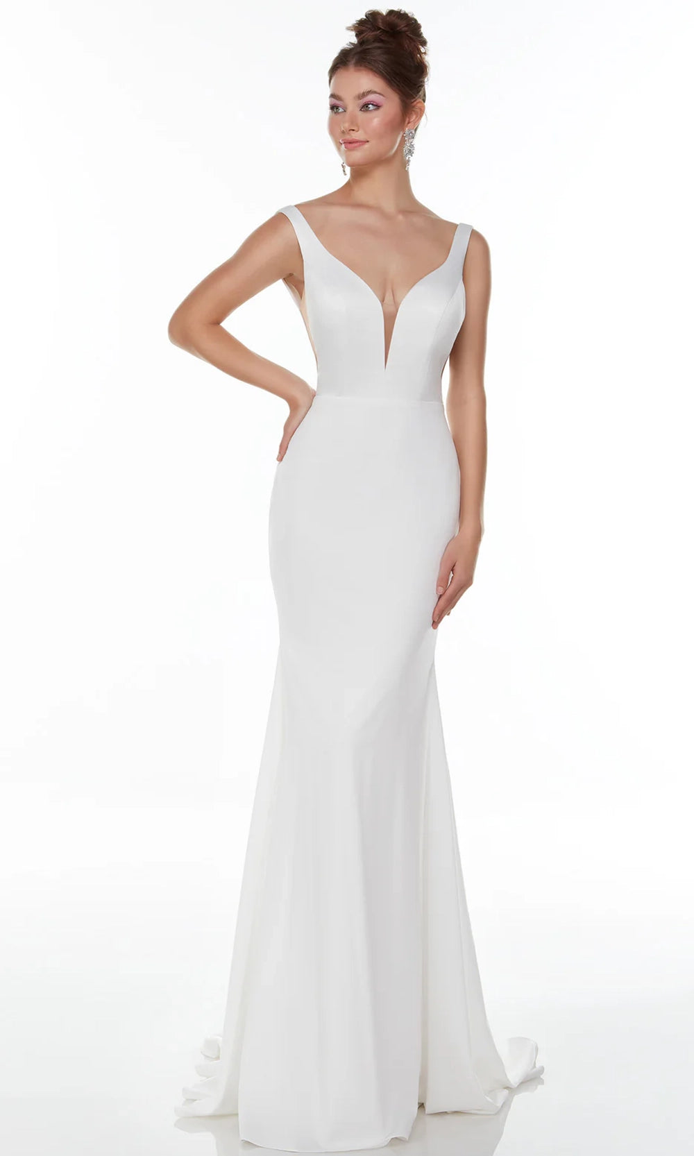 white dress with sheer sides Halter Lace Sheath Wedding Dress JB42770