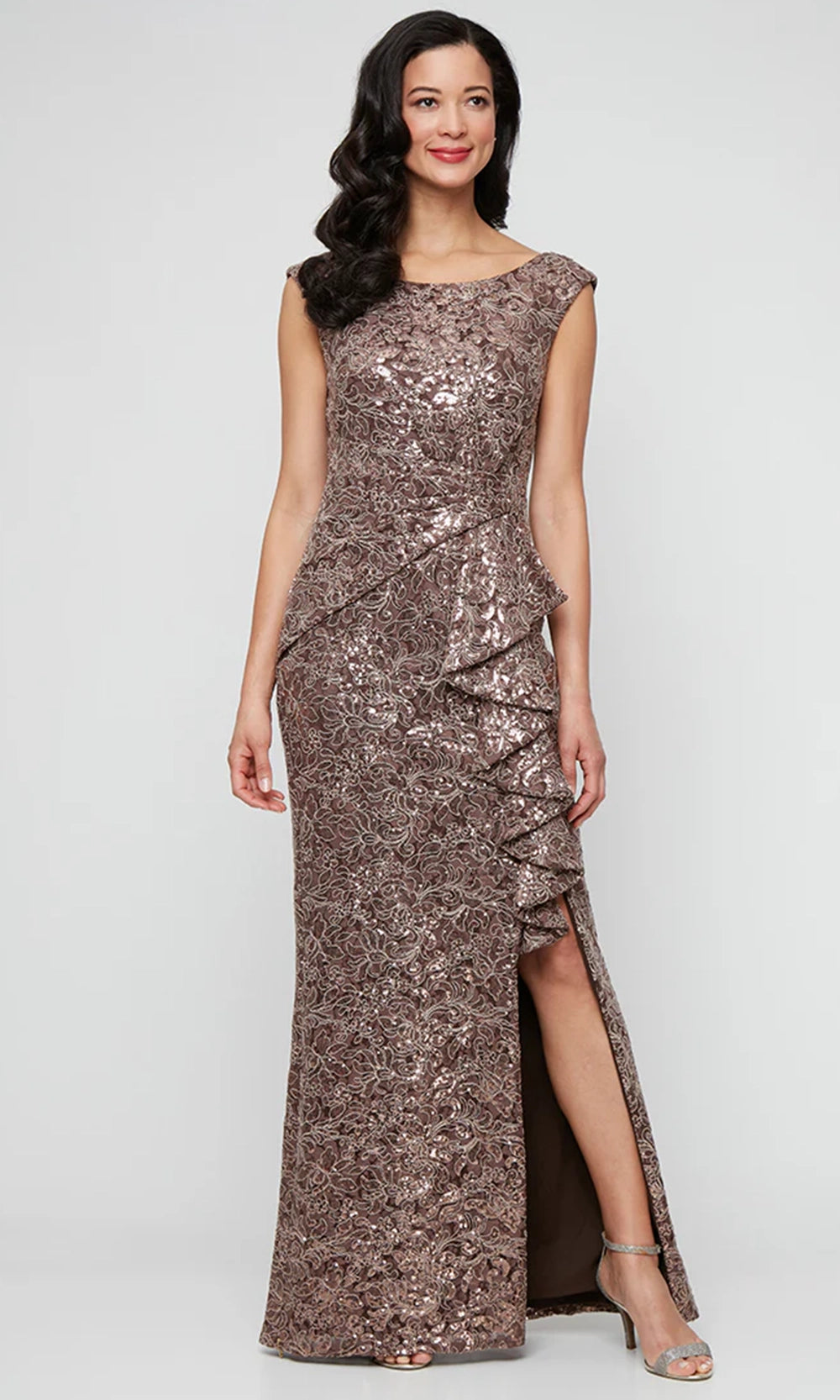 Alex Evenings 81122751 - Scoop Neck Corded Lace Sheath Gown Alex Evenings 81122751 - Scoop Neck Corded Lace Sheath Gown