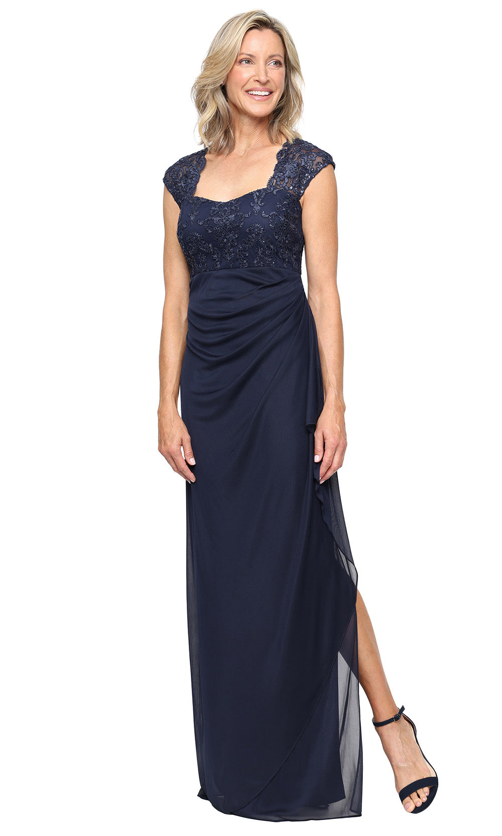 Alex Evenings Empire Waist Dress with Sweetheart Neckline NAVY / 16 Alex Evenings Empire Waist Dress with Sweetheart Neckline NAVY / 16