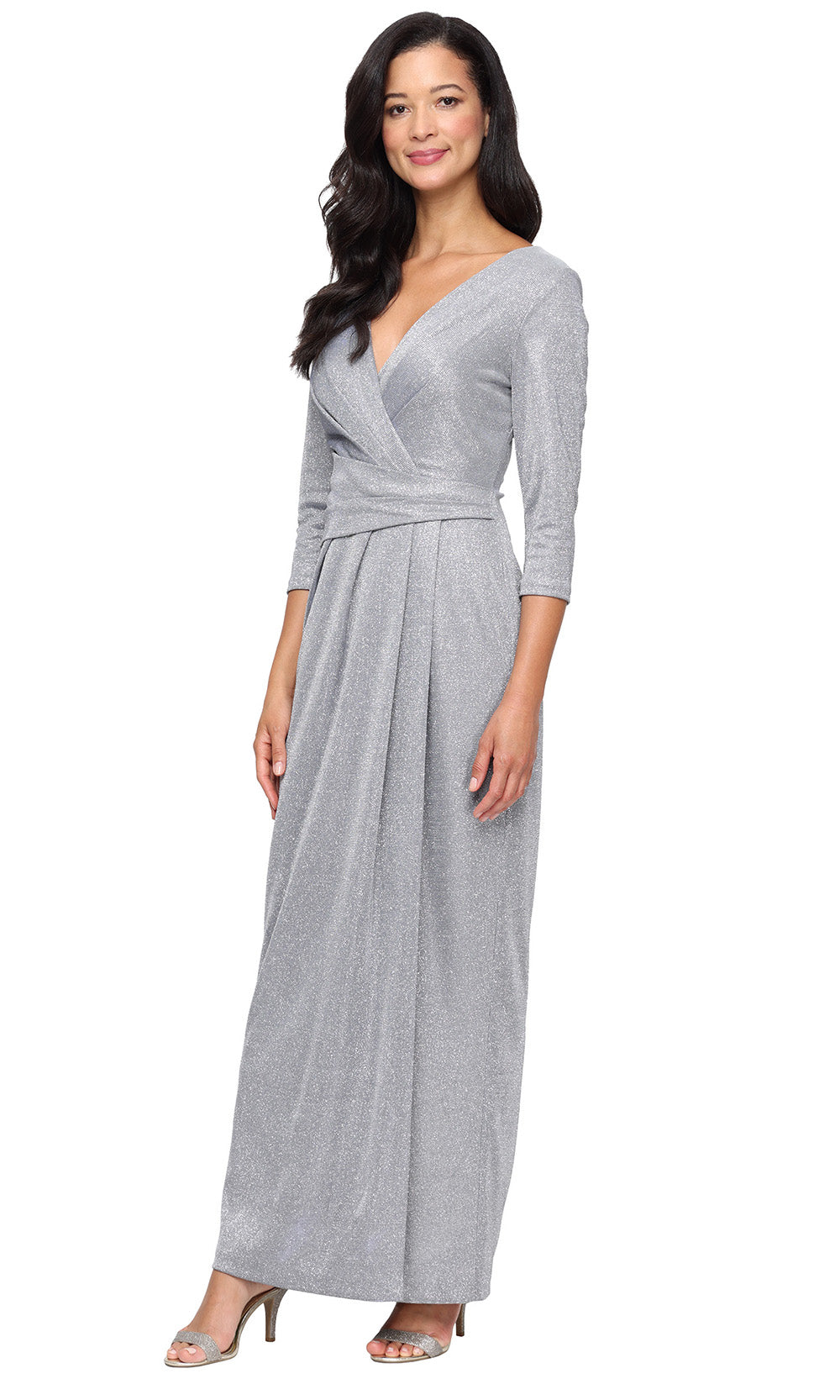 Alex Evenings 8127874 - Metallic Knit Pleated Column Gown Alex Evenings 8127874 - Metallic Knit Pleated Column Gown
