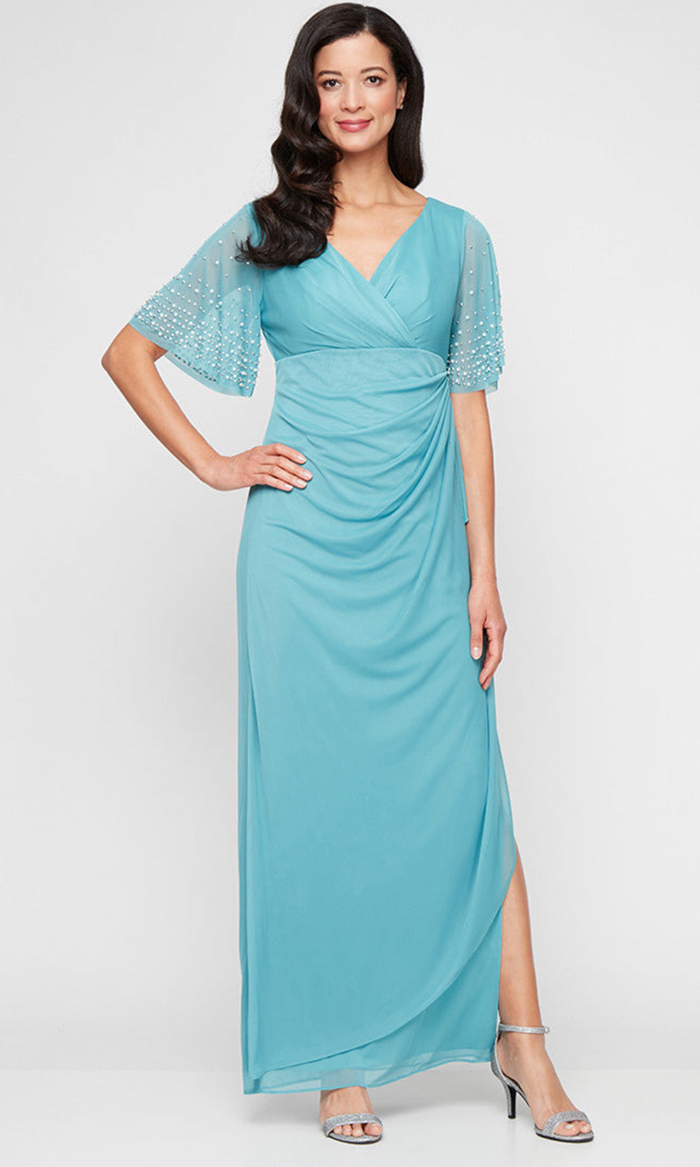 Alex Evenings 84321016 - Surplice Bodice Column Formal Gown Alex Evenings 84321016 - Surplice Bodice Column Formal Gown