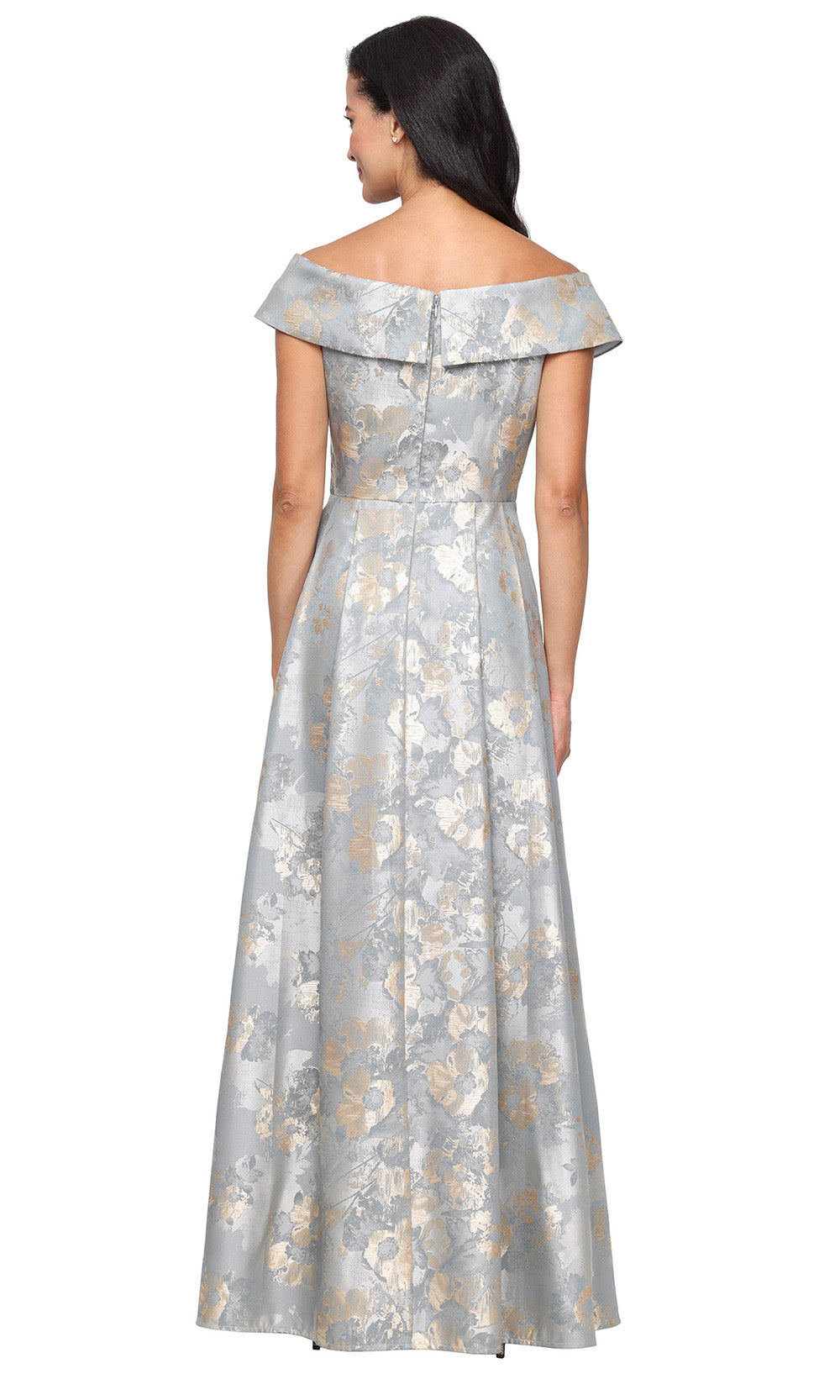 Alex Evenings 8181249 - Long Printed Jacquard, Dress: 87% Polyester, 13% Metallic; Lining: 100% Polyester A-line Dress - Fold-Over Detailing, Cap Sleeves, Pleated Skirt, Mid-Open Back, Floor-Length Couture Candy Alex Evenings 8181249 - Long Printed Jacquard, Dress: 87% Polyester, 13% Metallic; Lining: 100% Polyester A-line Dress - Fold-Over Detailing, Cap Sleeves, Pleated Skirt, Mid-Open Back, Floor-Length Couture Candy