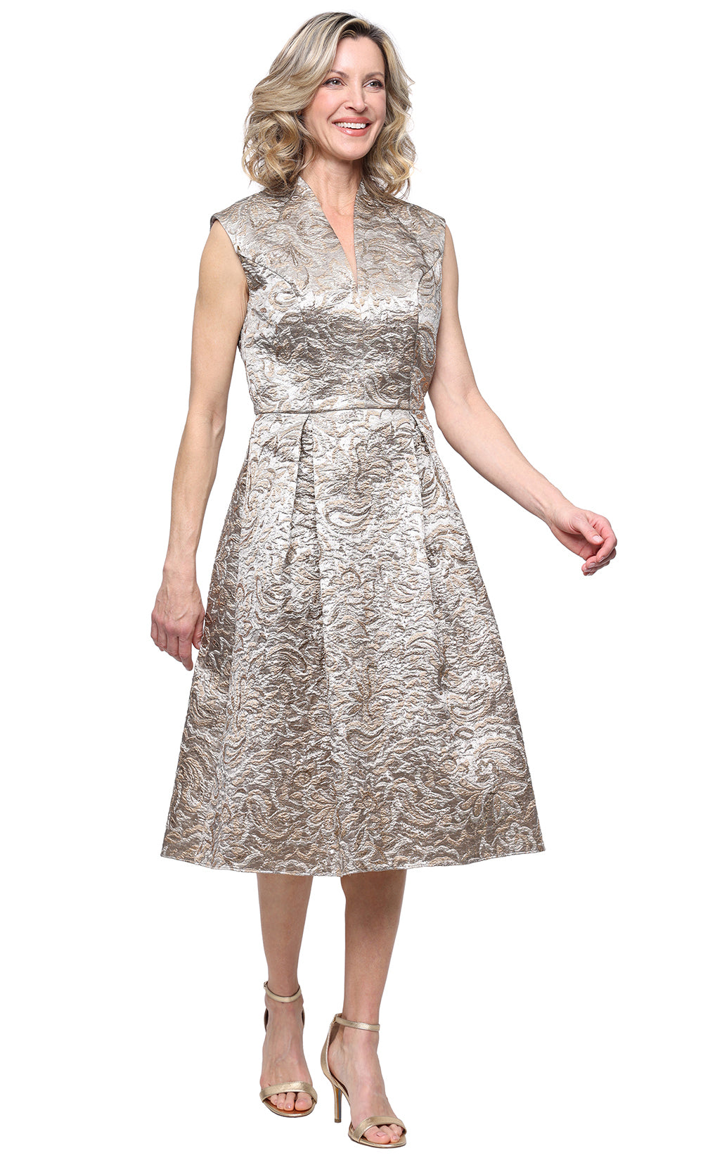 Alex Evenings 8181343 - Knee Length 40% Polyester, 35%Nylon, 25% Metallic A Line Dress