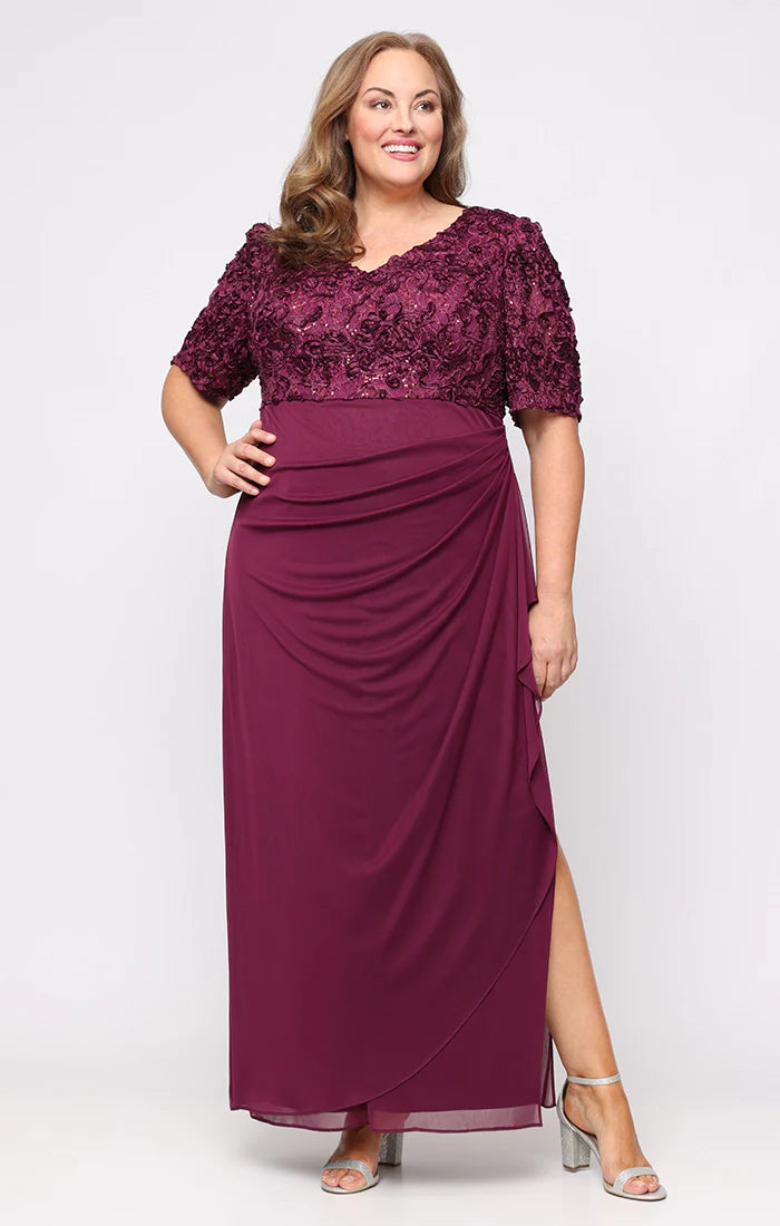 alex plus size evening dresses ALEX EVENINGS Plus Size 22W Embroidered Lace Gown & Jacket Set NWT $259