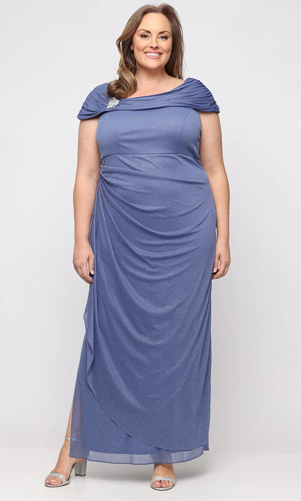 brooch ruched asymmetric dress Hannahelzahed SHEIN MOD Gold Brooch Decor Asymmetric Neck Ruched Fishtail Skirt