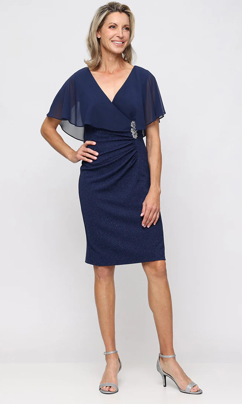 SL Fashions Women's Short Glitter Knit Sheath Dress, Navy Blue, 18 SL Fashions Women's Short Glitter Knit Sheath Dress, Navy Blue, 18
