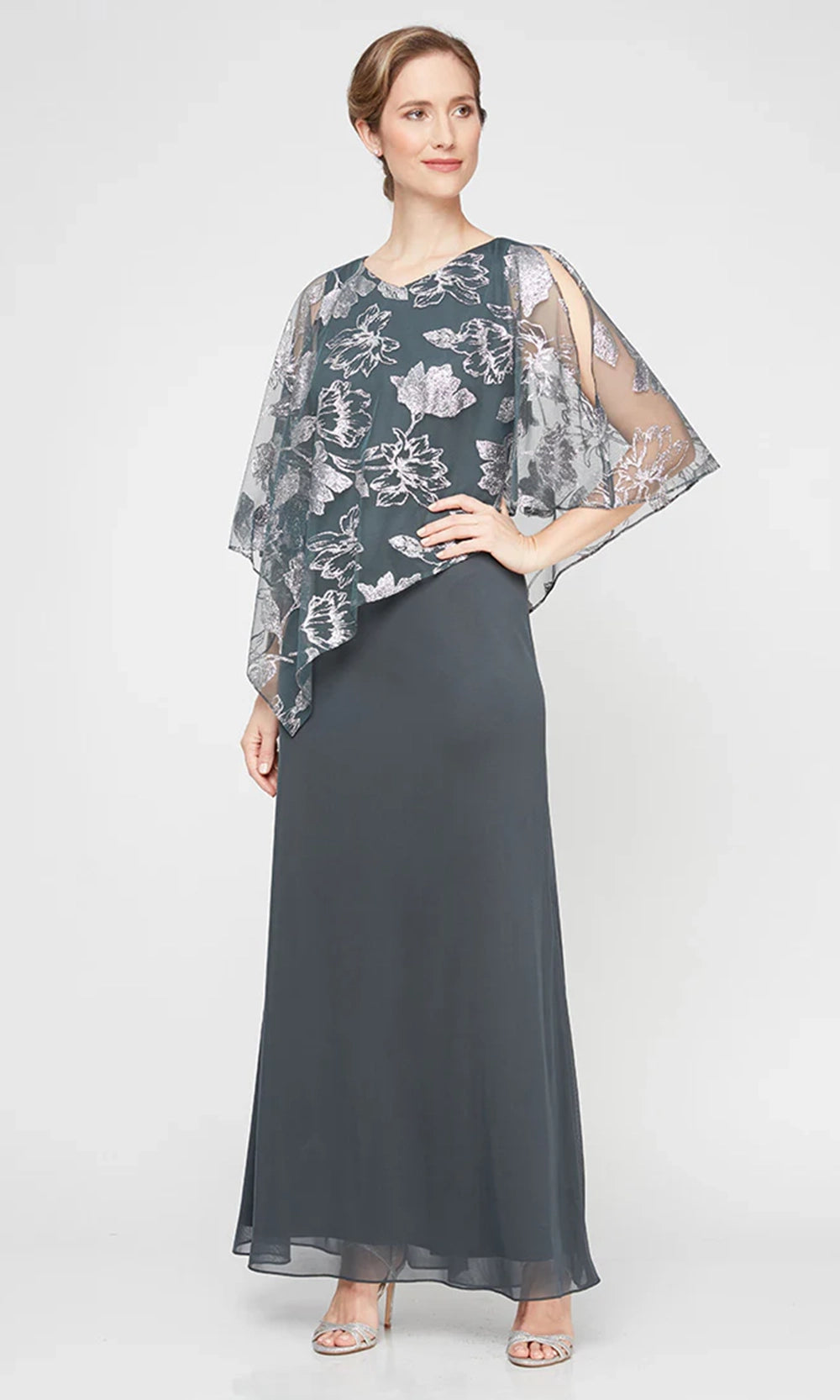 sl fashions dresses SL FASHIONS Knot Front Metallic Midi Cocktail Dress in Black Gold at Nordstrom, Size 18W