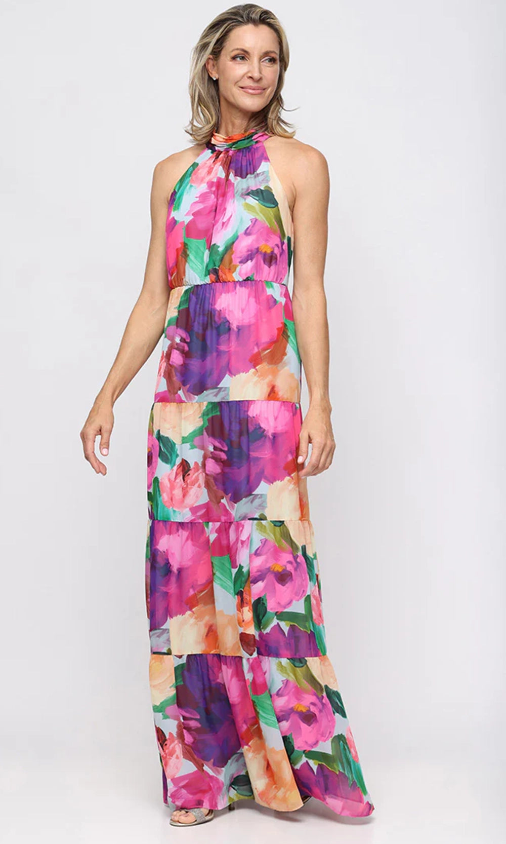 S.L. Fashions Dresses (SLNY) 9172187 - Halter Neck Tiered Floral Dress S.L. Fashions Dresses (SLNY) 9172187 - Halter Neck Tiered Floral Dress