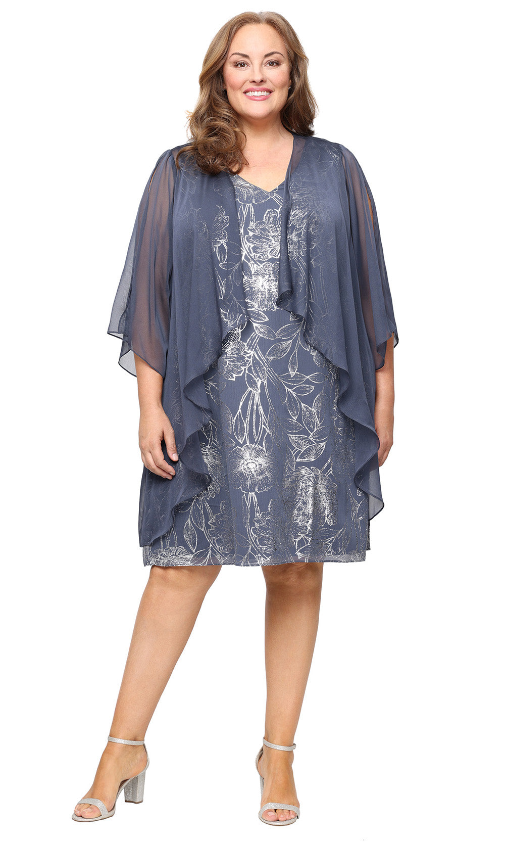 sl fashions dress and jacket S.L. Fashions Women's Plus Size Chiffon Tier Jacket Dress with Bead Neck, Sage, 14W at Amazon Women's Clothing store