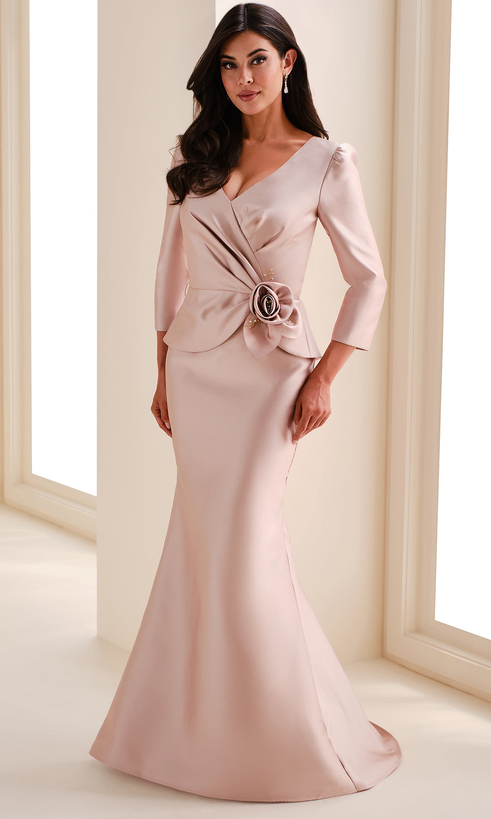 off shoulder three quarter rosette sleeve cocktail dress in black Jewel Neck Formal Midi Length Bow Detail Cocktail Dress