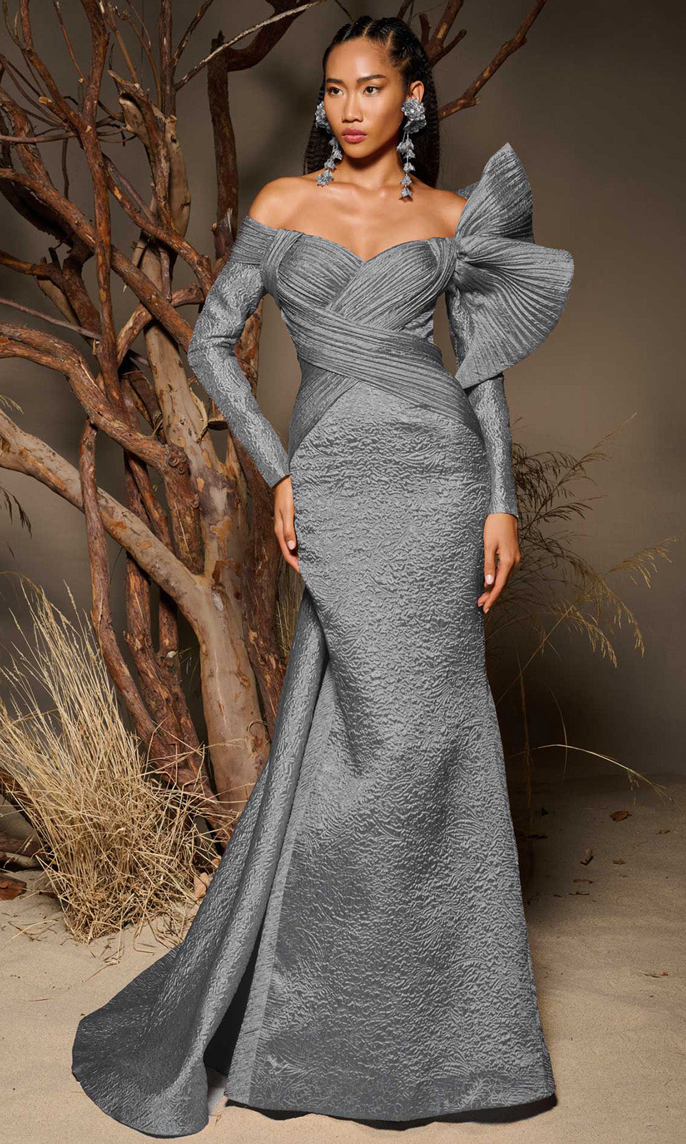 MNM COUTURE F02982 - Long Jacquard Mermaid Dress