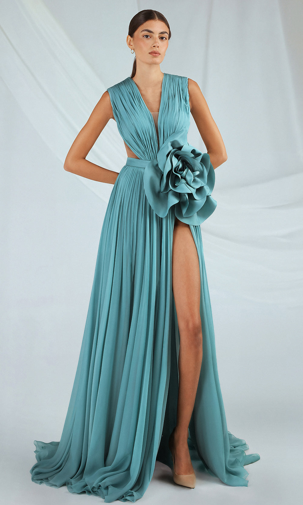 Gatti Nolli Couture OP-7386 - Long Chiffon, Mikado A-line Dress