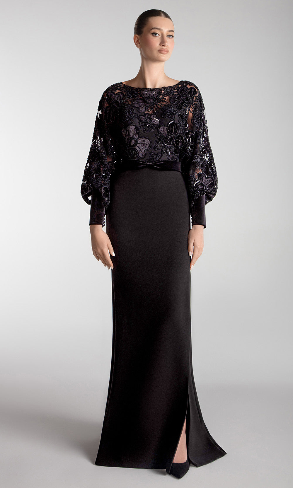 blouson sleeve sequin dress Maya Black Embellished Blouson Sleeve Maxi Dress Maya Deluxe