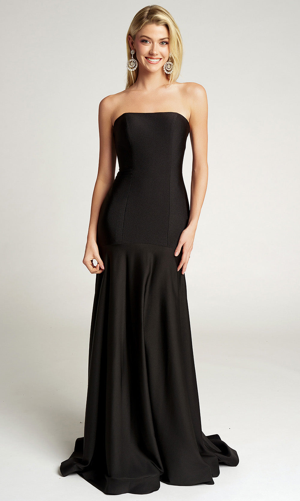 strapless drop waist prom dress Strapless Beaded Drop Waist Ball Gown
