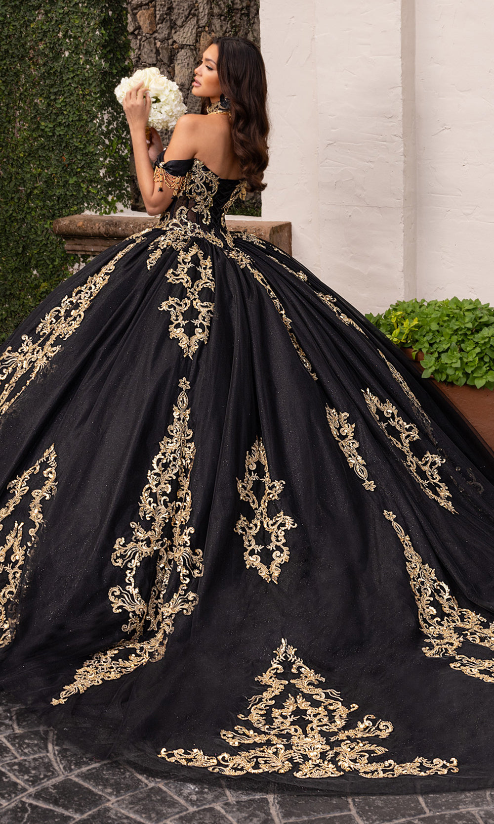Rachel Allan RQ2230 - Long Tulle, Glitter Tulle, Crystal Satin Ballgown Dress - Off Shoulder Sleeves, Beaded, Fringes, Embroidery, Lace-Up Back, Detachable Necklace, Detachable Bodice Liner Couture Candy Rachel Allan RQ2230 - Long Tulle, Glitter Tulle, Crystal Satin Ballgown Dress - Off Shoulder Sleeves, Beaded, Fringes, Embroidery, Lace-Up Back, Detachable Necklace, Detachable Bodice Liner Couture Candy